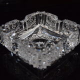 Pair of ashtrays, cut crystal glass, bohemia in the 1960's