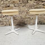 Pair of vintage white metal stools by Bremshey & Co.