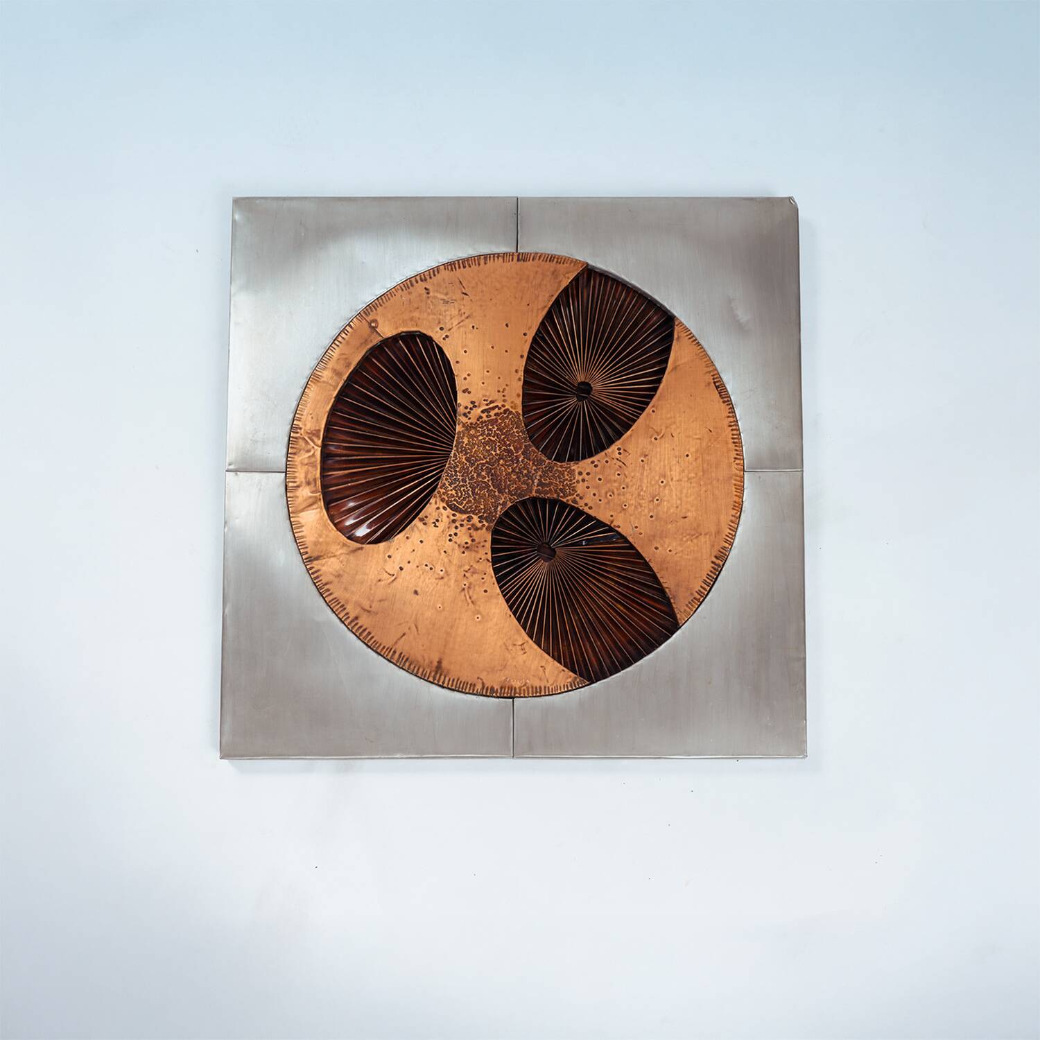 Brutalist mixed metal artwork by Sammy Tsui, 1960s