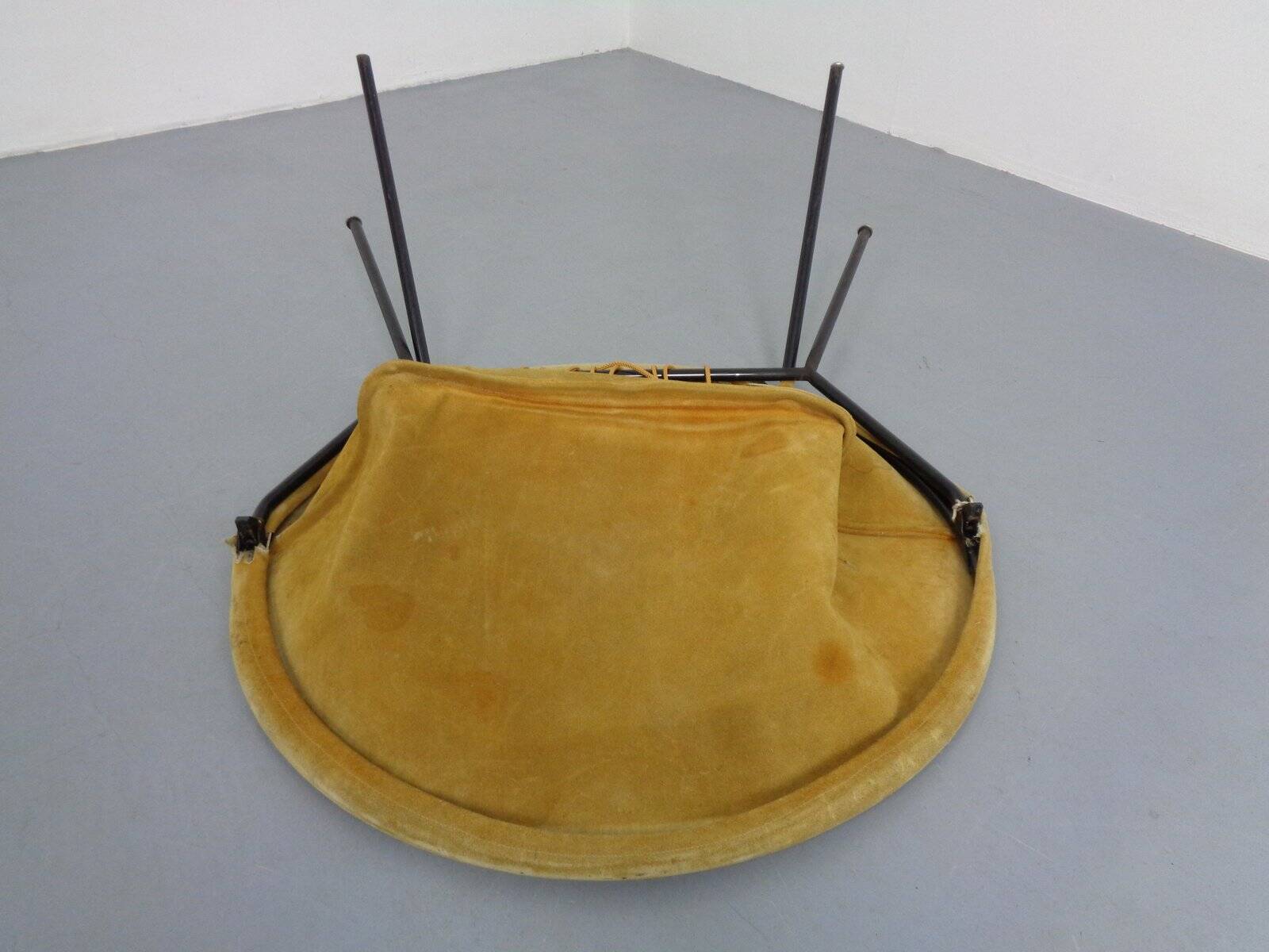 Danish Suede Folding Balloon Chair by Hans Olsen for Lea, 1960s