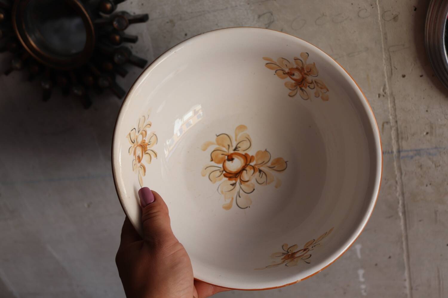 Old earthenware salad bowl