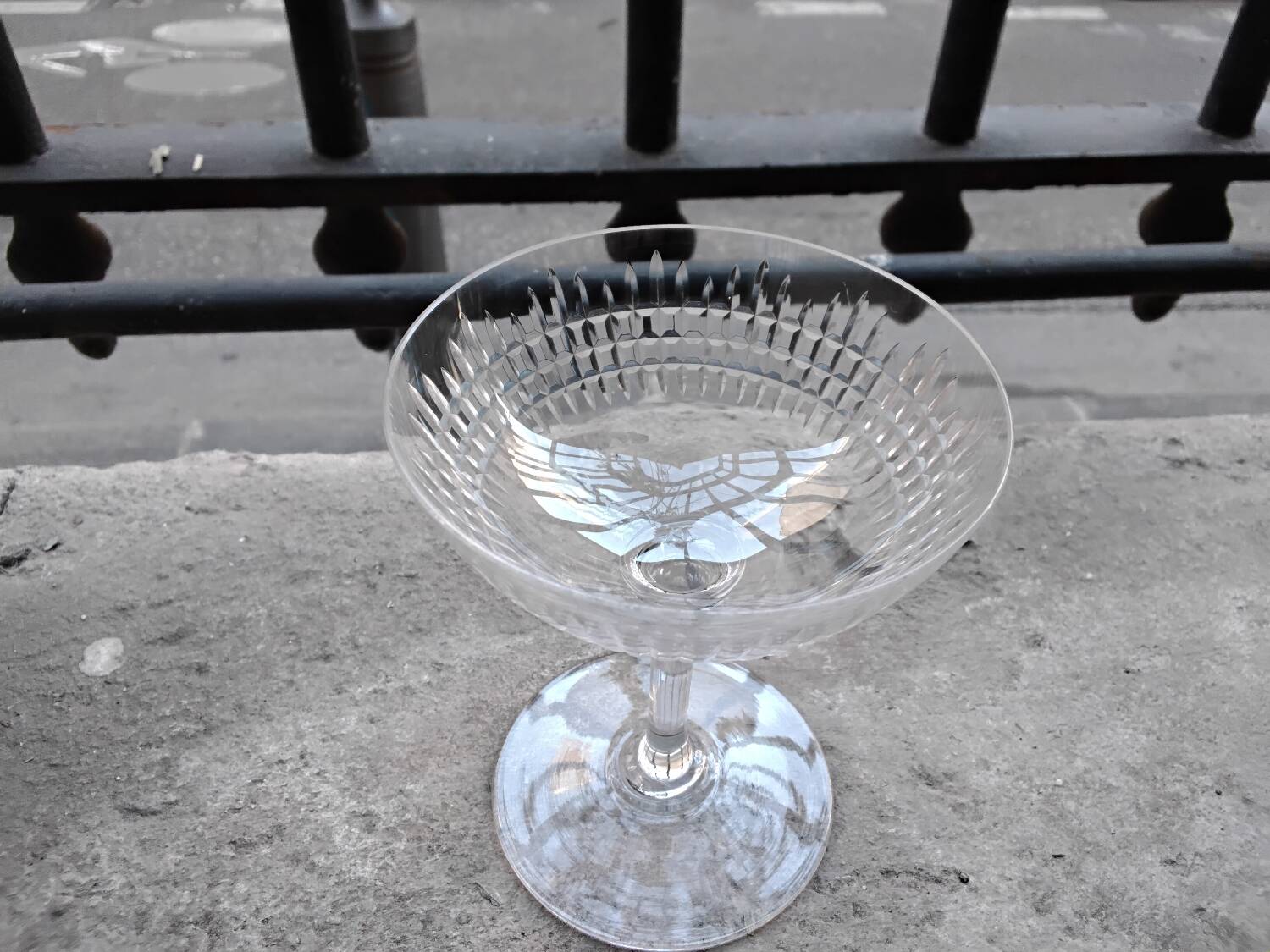 5 Baccarat crystal champagne glasses, Nancy model, before 1936