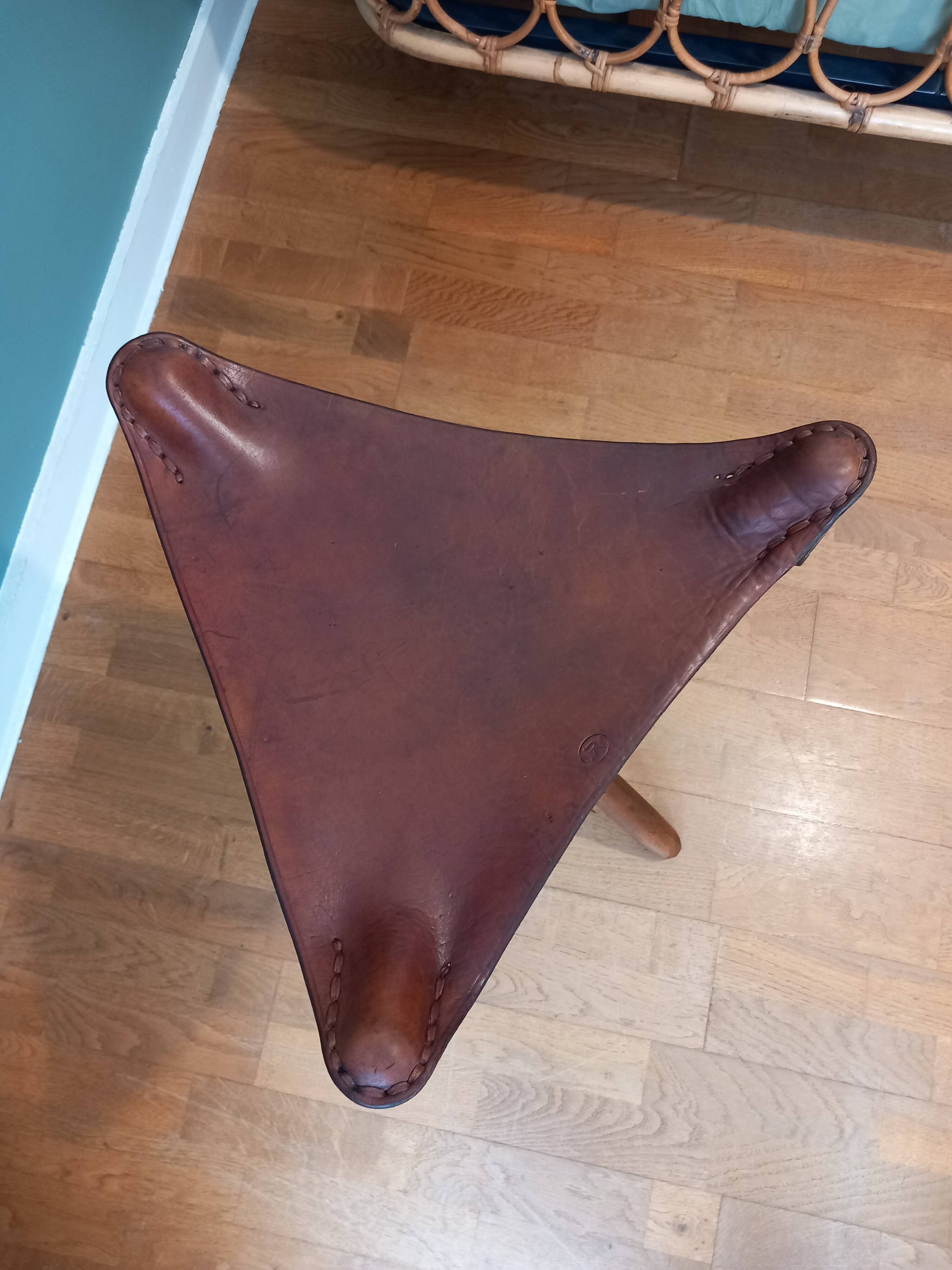Leather folding stool