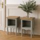 Pair of restored antique bedside tables, carefully refurbished. Painted in grey-green.