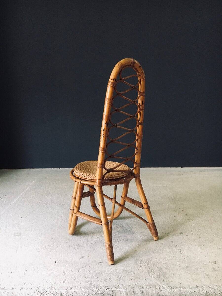 Mid-Century Bamboo High Back Chair from Rohé Noordwolde, Netherlands, 1960s
