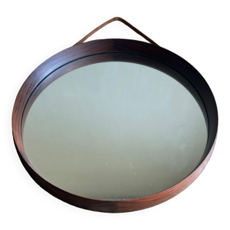 Miroir palissandre et cuir Kristiansson pour Lexus Sweden 1960