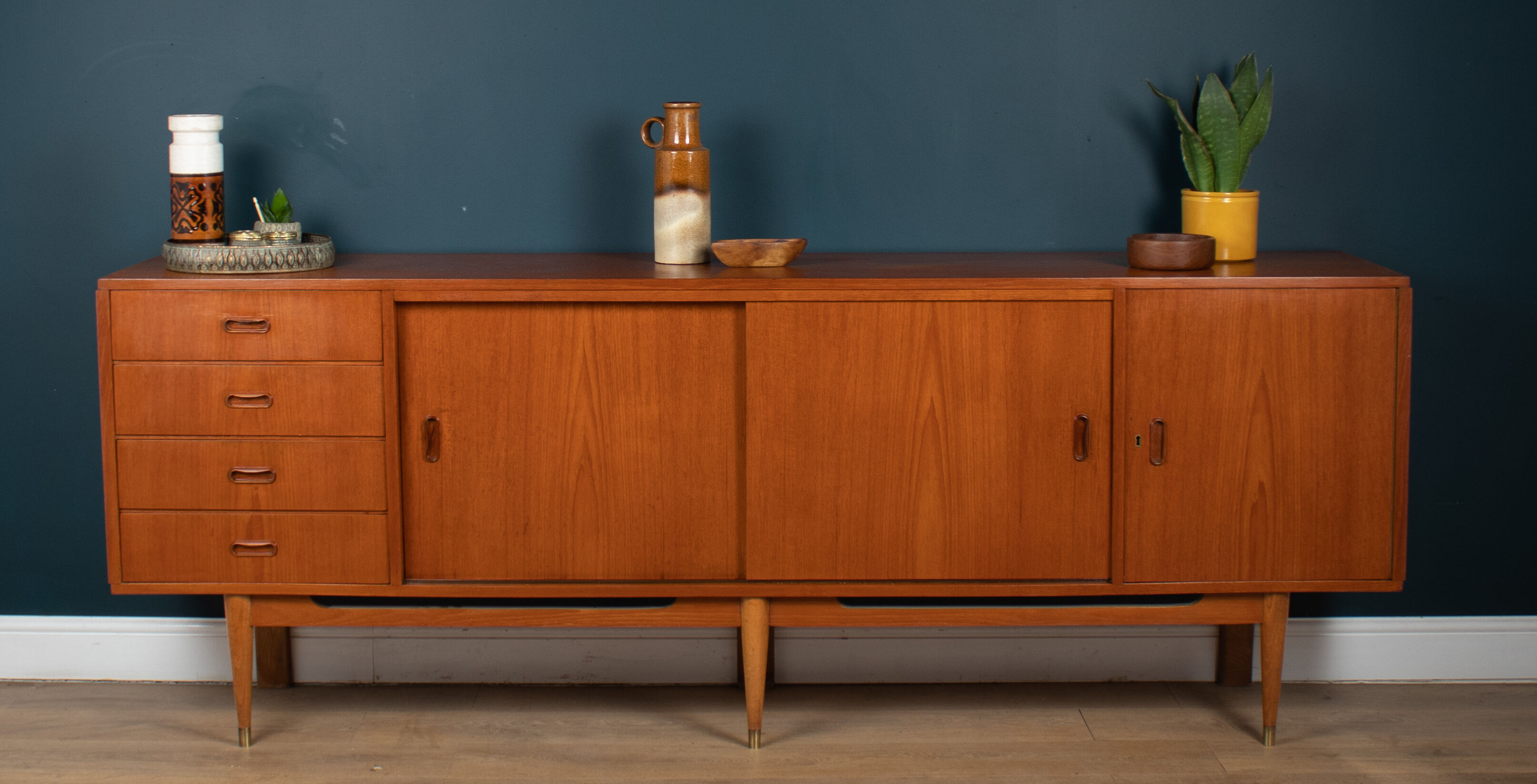 Retro Teak Danish 1960s Long Mid Century Sideboard