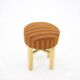 1960s Czechoslovakian Mid-Century Round Tabouret Stool in Striped Fabric