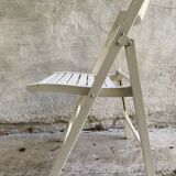 Extra folding chair / garden chair / vintage white lacquered solid wood office chair