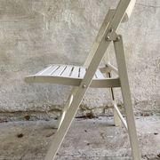 Extra folding chair / garden chair / vintage white lacquered solid wood office chair