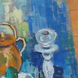 Table , gouache , jug , lacemaker lamp , Provence