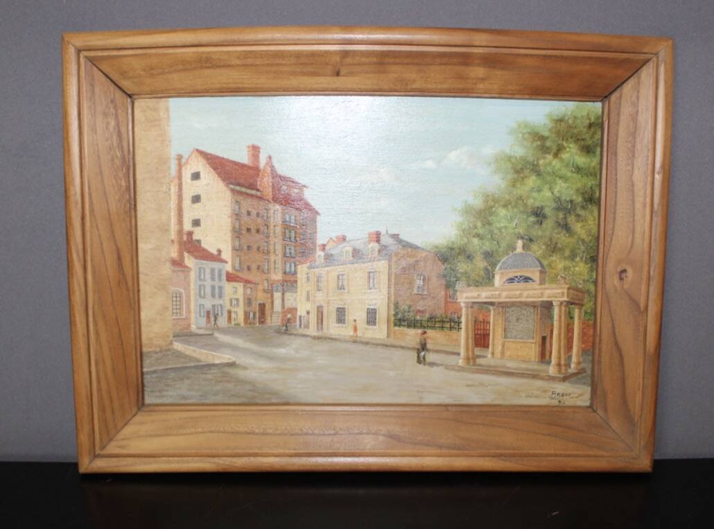 Oil On Panel, Street Lively By Bravo 1944