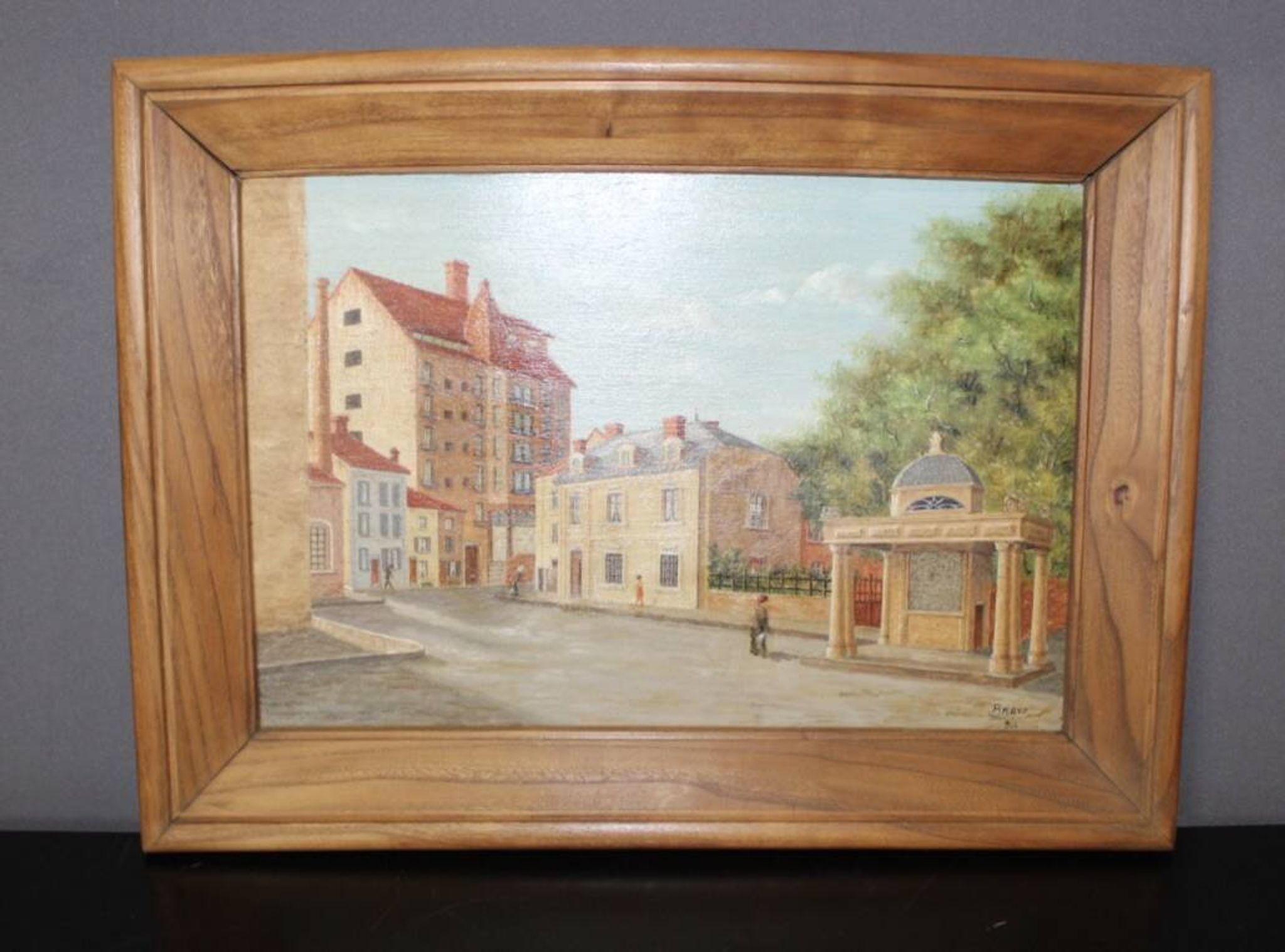 Huile Sur Panneau , Rue Animée Par Bravo 1944