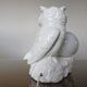 Owl lamp, ceramic owl and opaline ball 70s