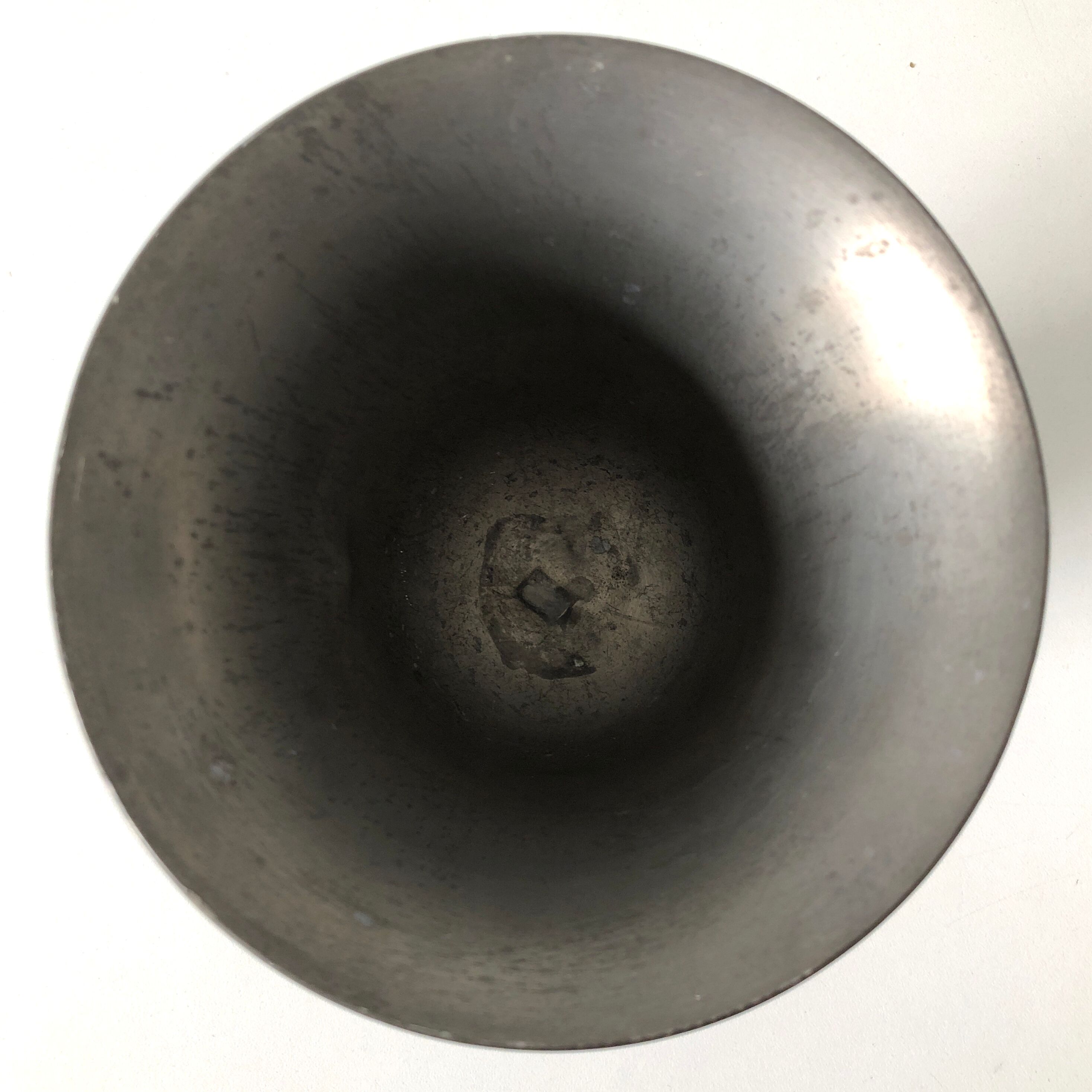 Stamped grey pewter antique vase