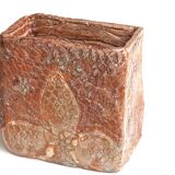Rectangular ceramic vase, abstract decoration in relief, 70s