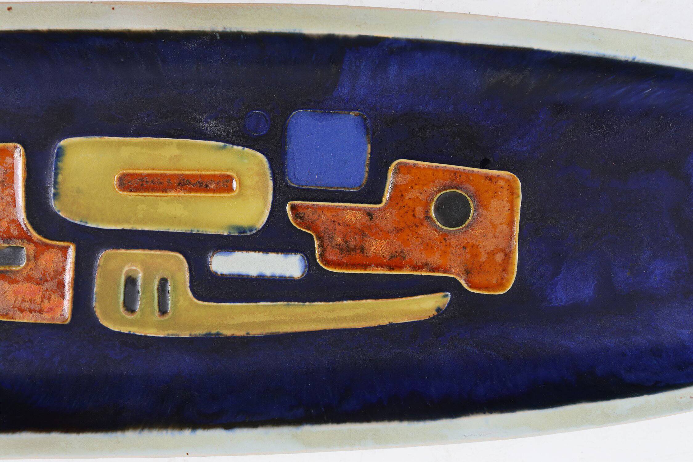 Mid-Century elongated glazed ceramic bowl, Belgium 1960s