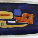 Mid-Century elongated glazed ceramic bowl, Belgium 1960s