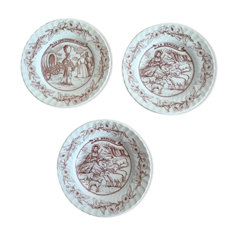 Lot 3 talking plates Yves Rocher décor trades