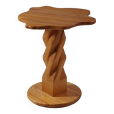 Vintage one of a kind hand carved pine sidetable