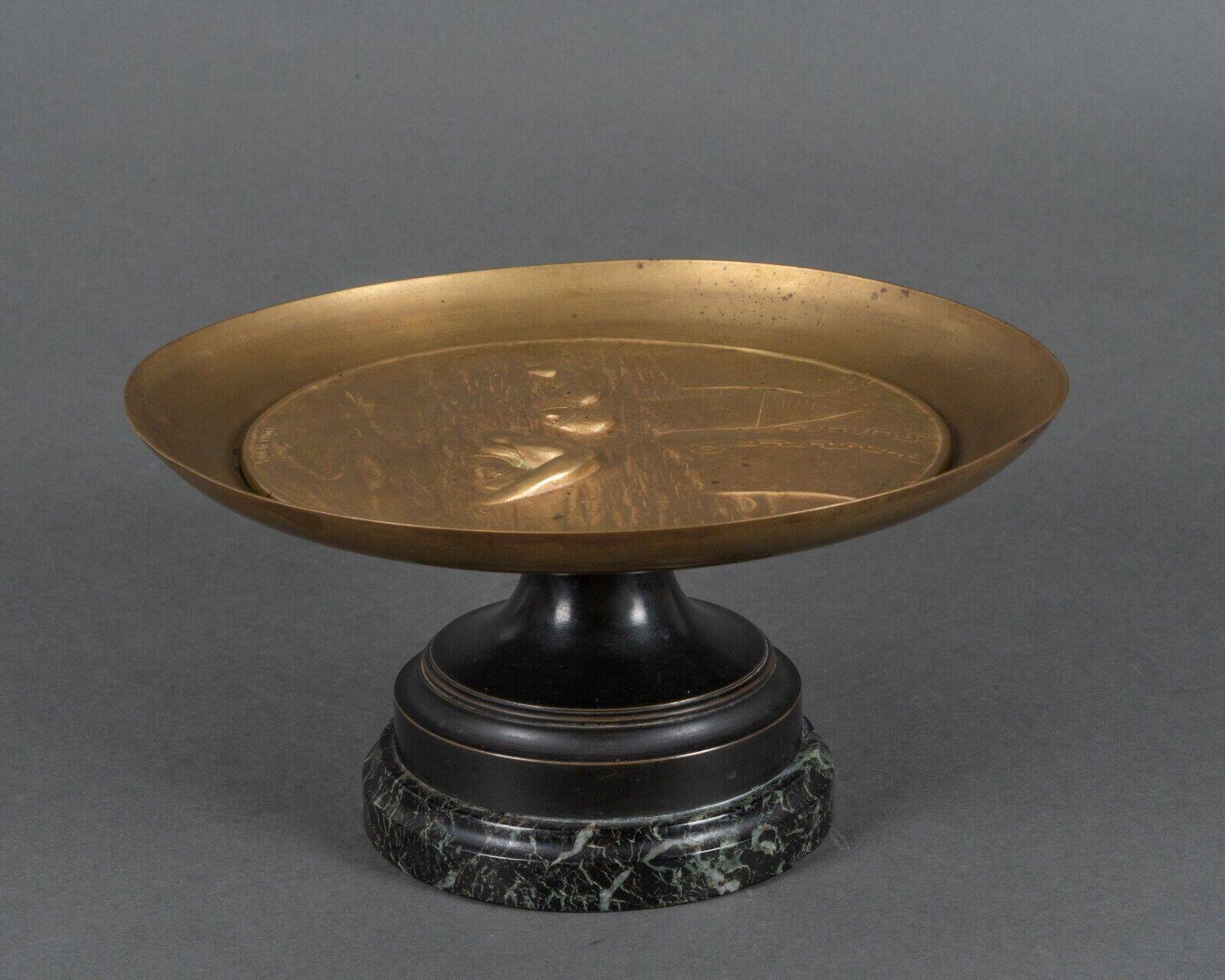 20th century bronze cup Emile Adolphe Monier Swimming swimmers on marble base