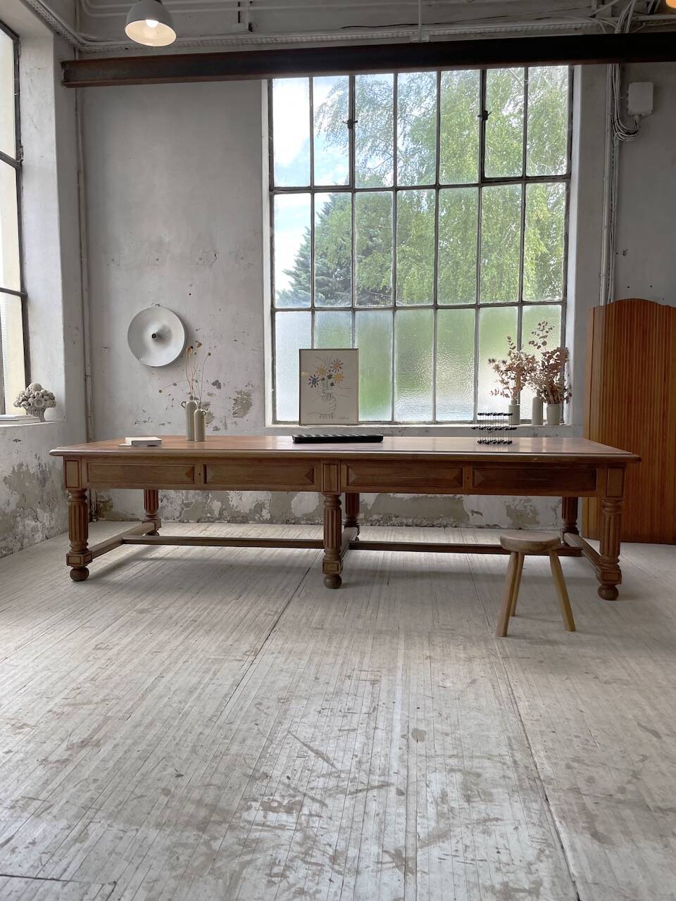 Solid walnut farmhouse castle table 1900 XXL