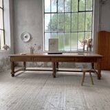 Solid walnut farmhouse castle table 1900 XXL