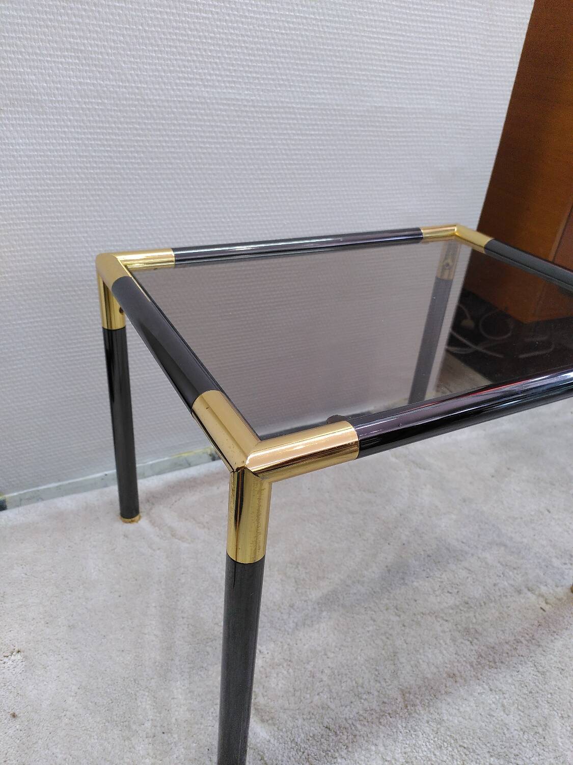 Vintage side table, gold metal