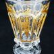 Baccarat glass vase with purple violets, gilded moulded crystal, Charles X Louis Philippe signed.