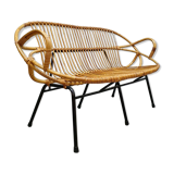 Banc en rotin par Rohe Noordwolde 1960