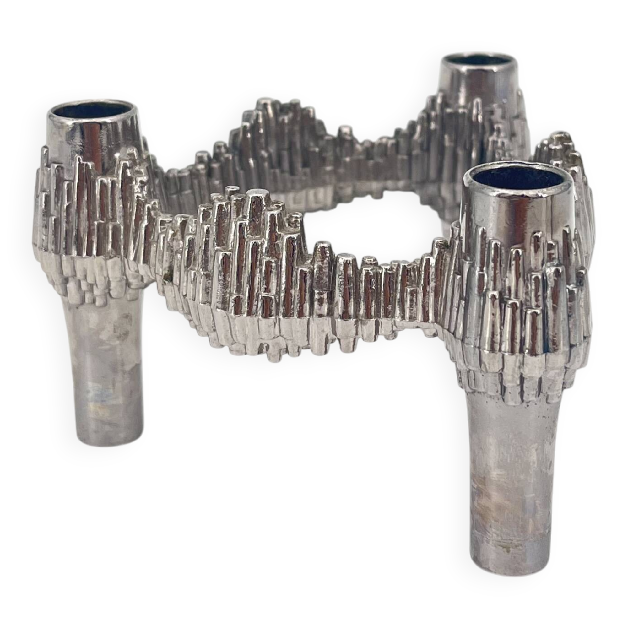 Vintage Brutalist Metal stackable Quist Candle Holder, 1970s
