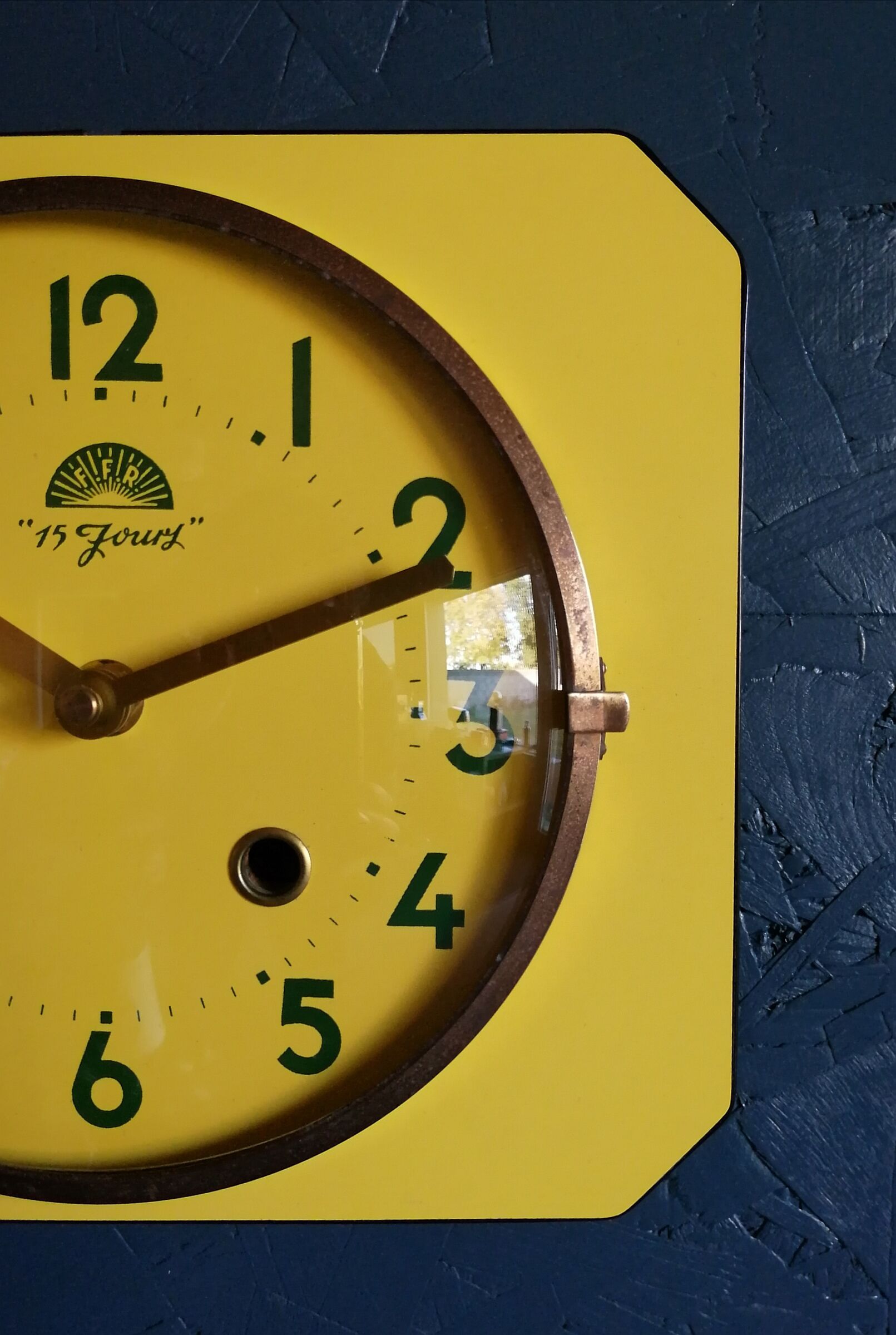 Vintage formica clock silent wall clock "FFR Golden Yellow"