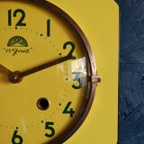 Vintage formica clock silent wall clock "FFR Golden Yellow"