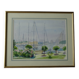 Tableau Marine Port Camargue Sud France signé M. Tardy