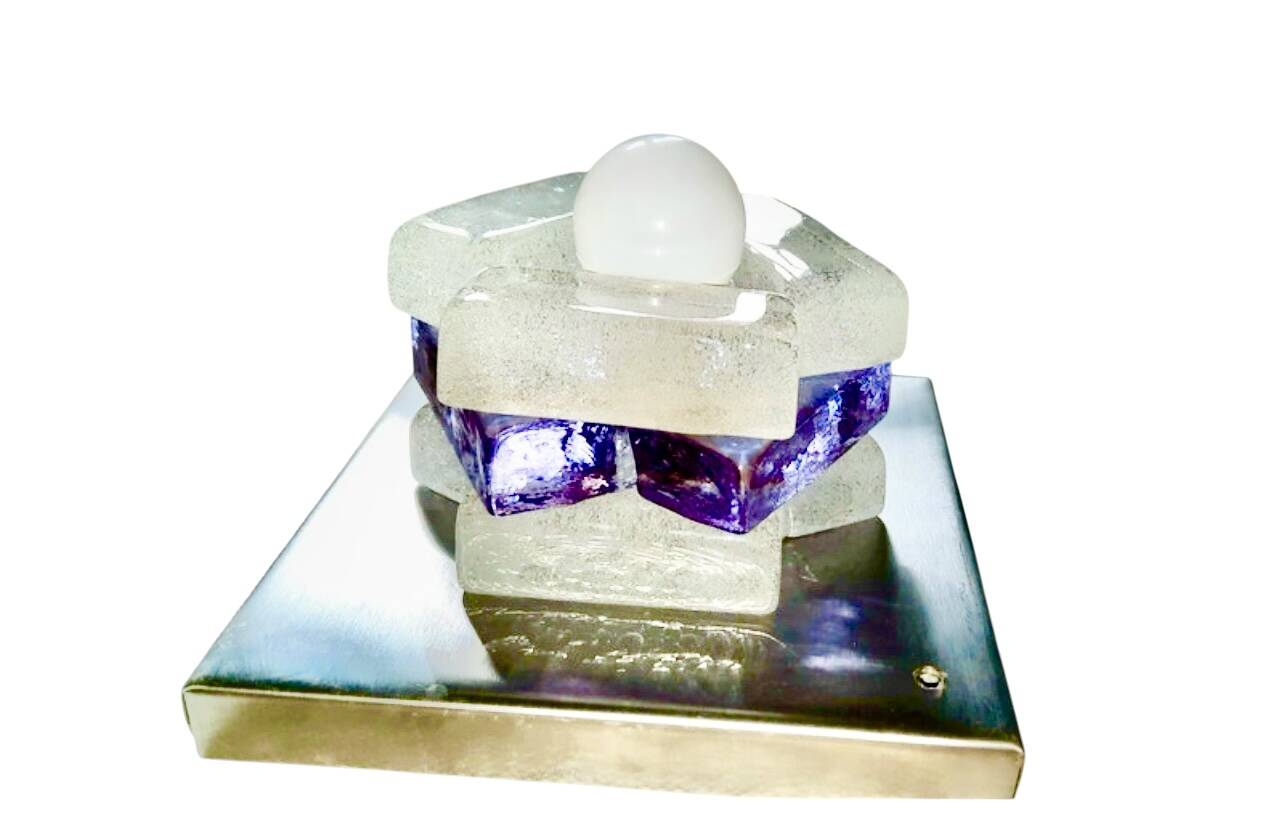 Albano Poli by Poliarte two-tone murano glass wall light, Italy 1970