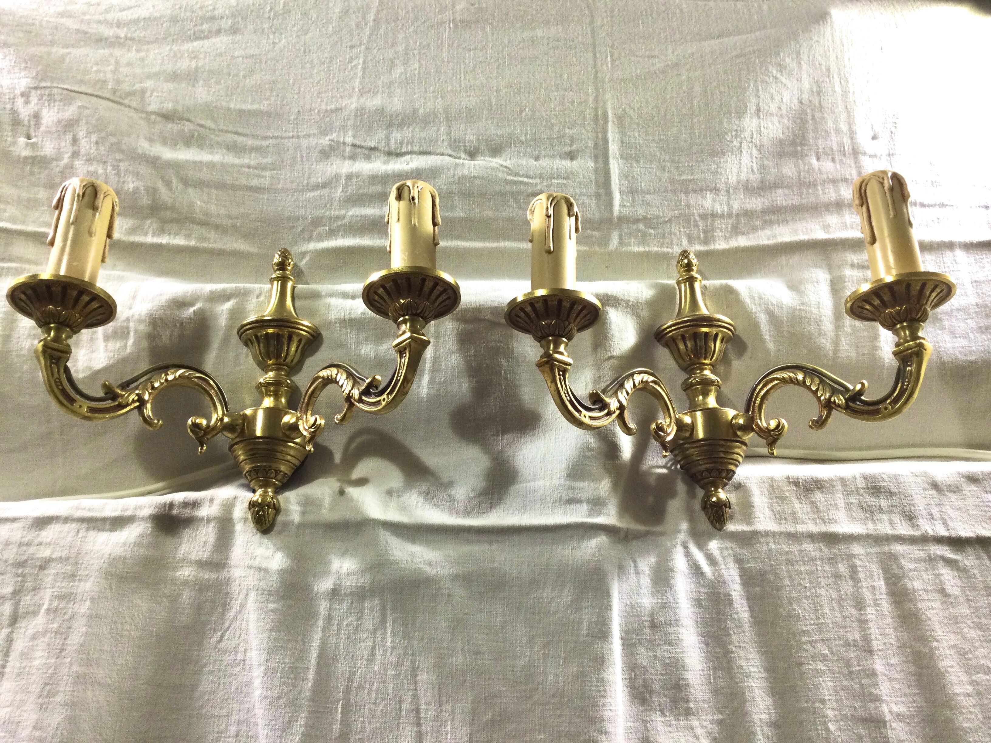 Pair of sconces 2 lights louis XVI style