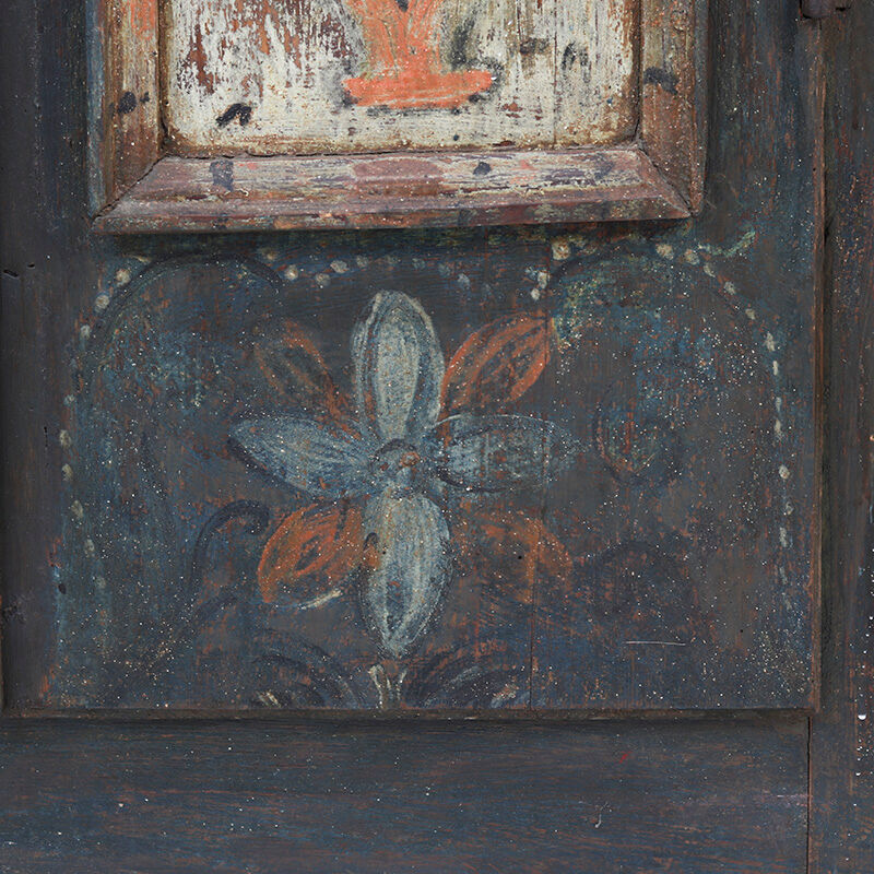 Antique Rustic Farmhouse Folk Art Painted Bridal Cabinet 1882