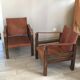 Pair of vintage design safari armchairs 50s