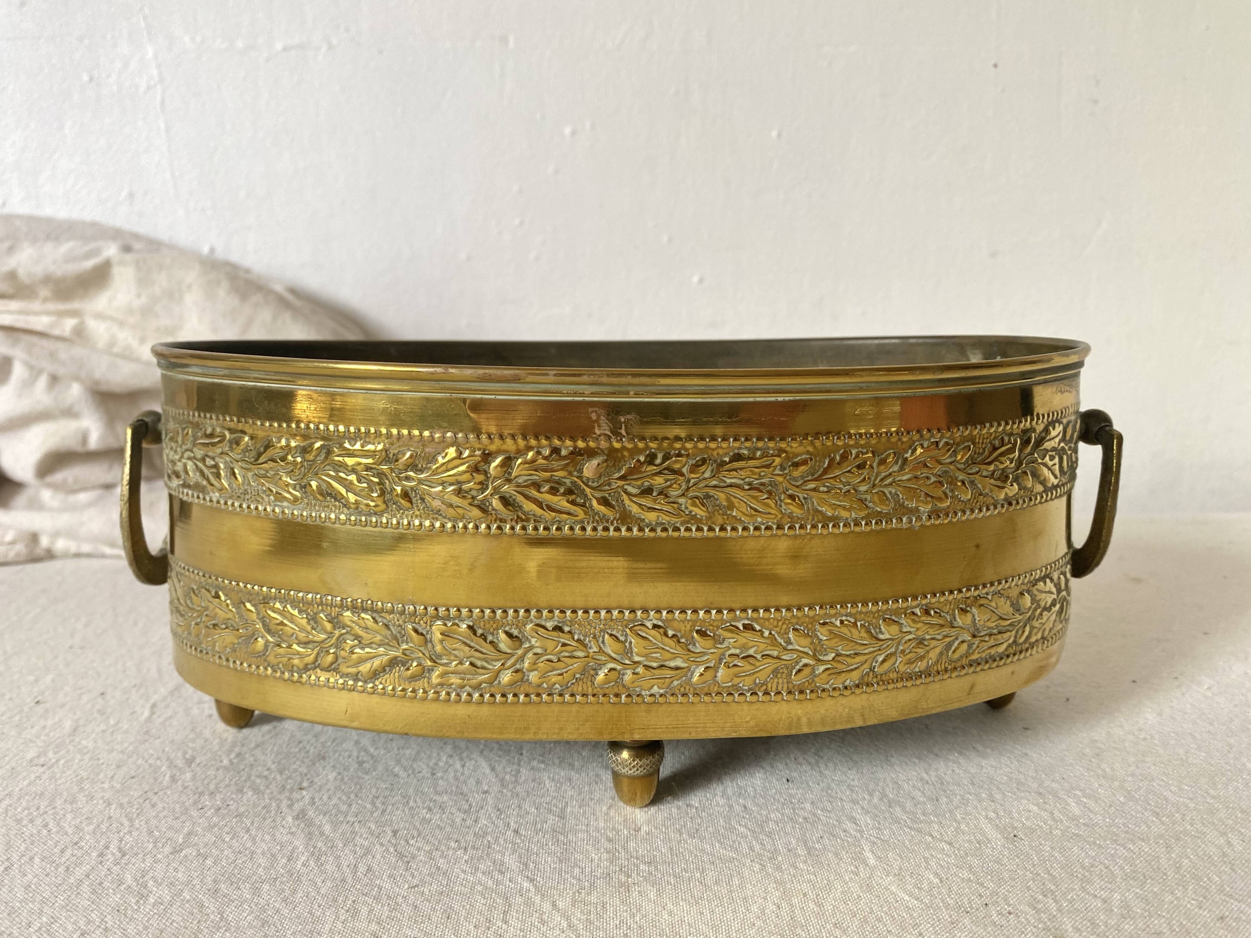 Antique brass planter