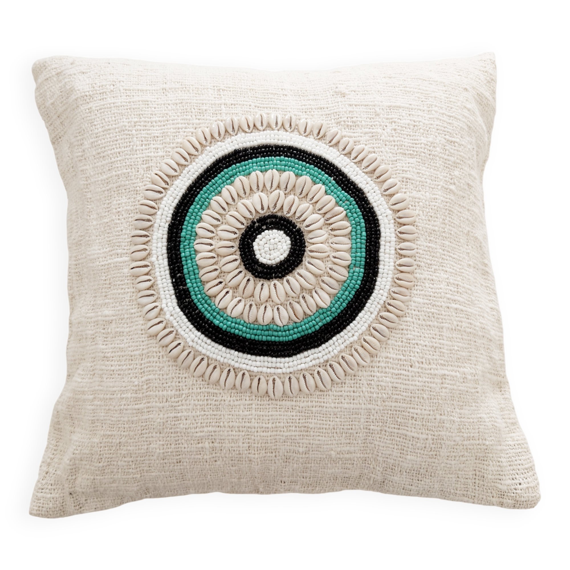 Housse de coussin Aussa avec deco en coquillages