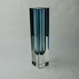 Blue grey cubic sommerso vase by seguso, murano, Italy, 1970