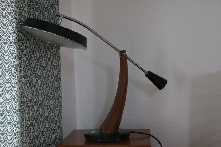 Fase black desk lamp from the 50s with reflector