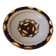 Hollow glazed terracotta dish with oriental decor to hang