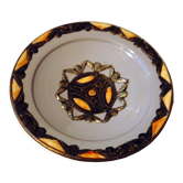 Plat creux terre cuite vernissee decor oriental a suspendre