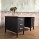 Former wooden minister's desk, black patina