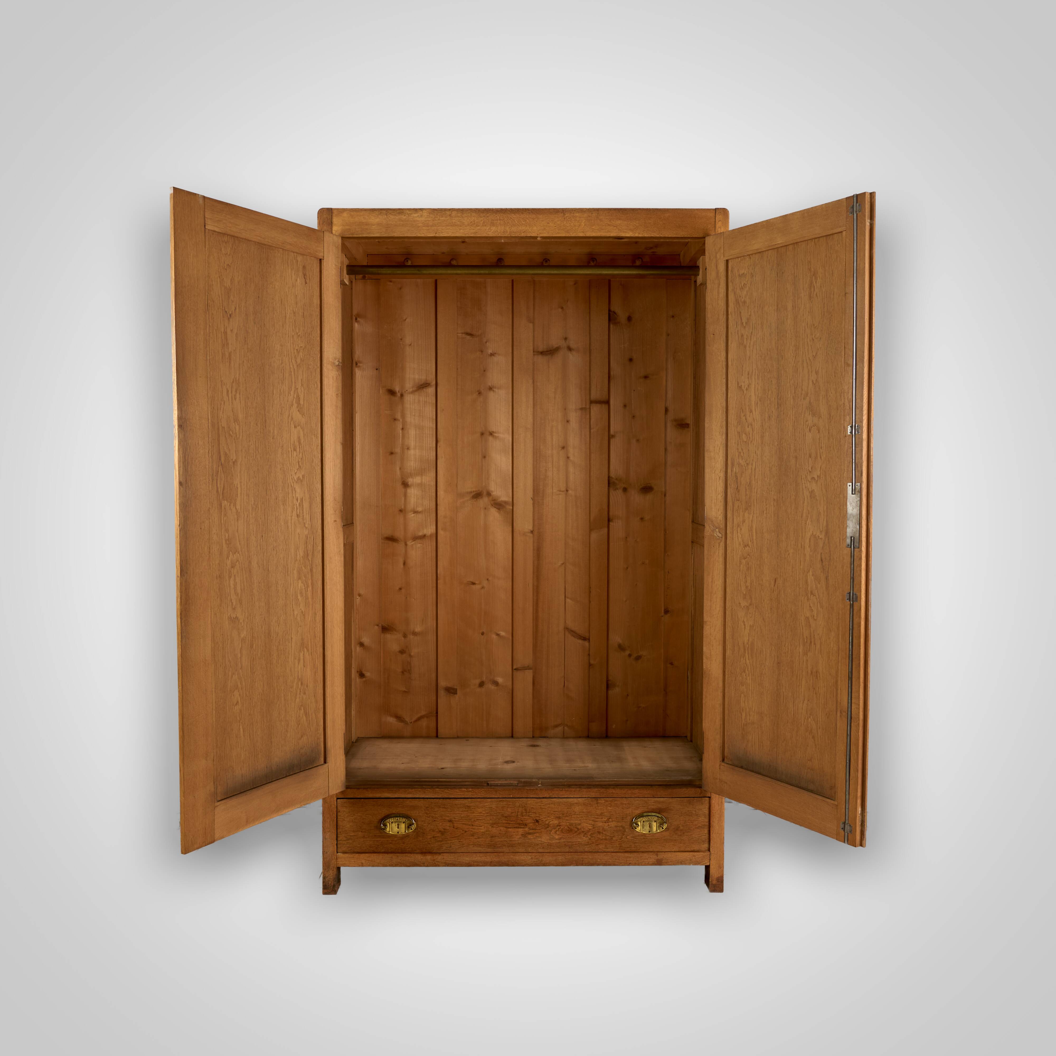 Vintage Wooden Wardrobe, 1930s, Czechoslovakia
