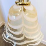 Original Venetian Murano Striped Art Glass Pendant Lamp Fazzoletto, Italy,
