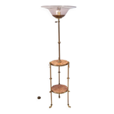 Lampadaire télescopique en laiton avec plateau en marbre travertin rouge, Italie