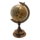 Globe terrestre vintage en bois tourné et bronze