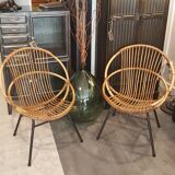 Fauteuil rotin pieds acier